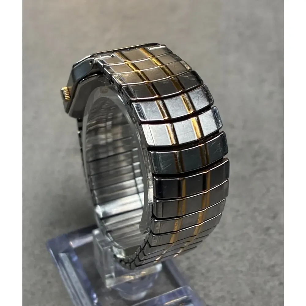 Pulsar Tank Style Men's Quartz Watch Two Tone White Dial Rare VJ32-X166 Working